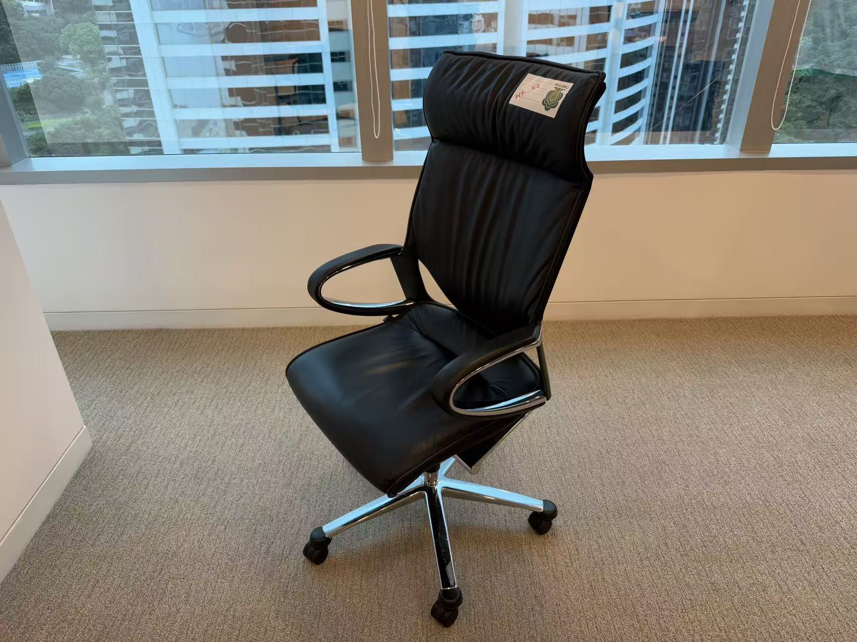 德國品牌Wilkhahn二手黑色真皮頭枕辦公椅轉椅老闆椅