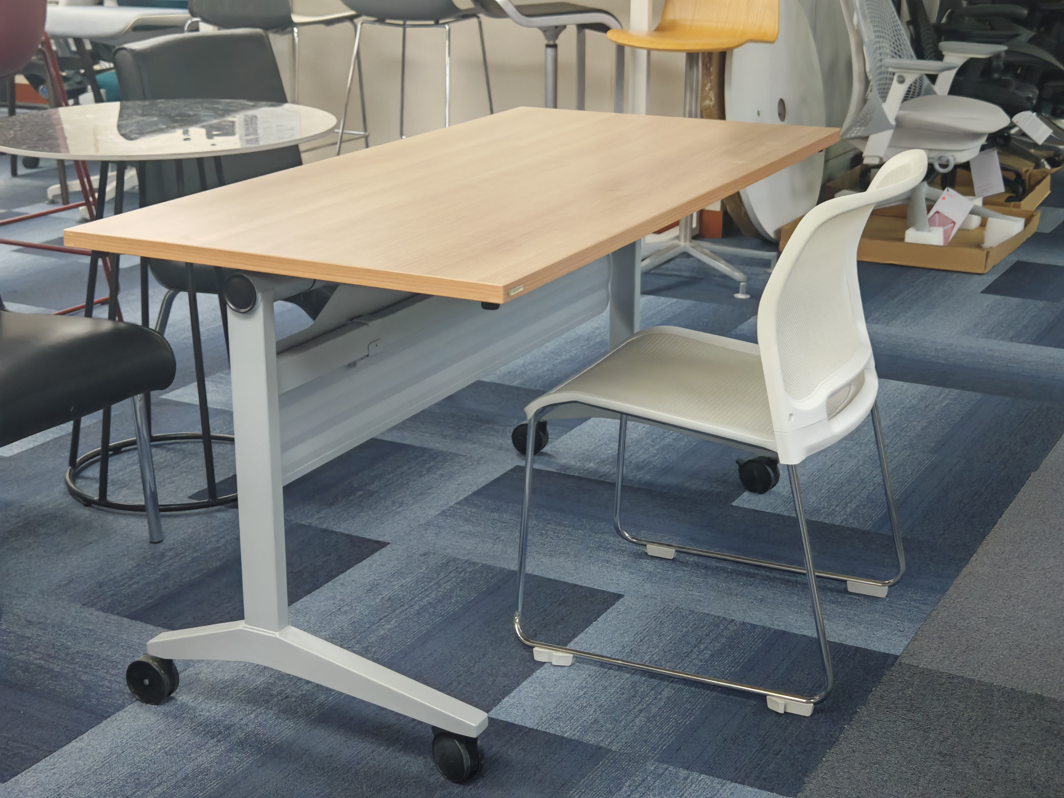 美時Lamex二手楓木色折疊桌會議桌辦公桌